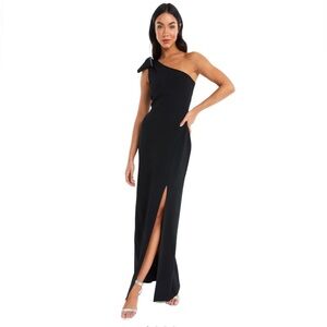Nordstrom Black One-Shoulder Evening Gown with Side Slit